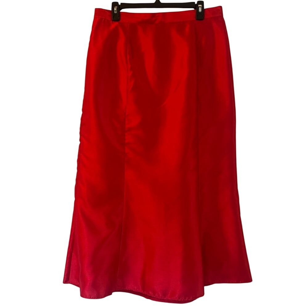 Donna Vinci Couture Vibrant Red‎ Classy Elegant A-line Midi Skirt Size 14